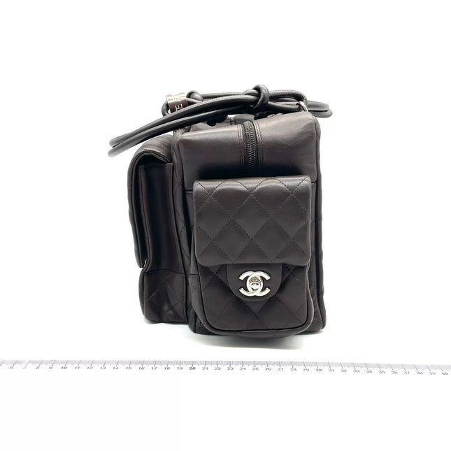 Chanel Cambon Large Dark Brown Calfskin Leather Double Strap Handbag