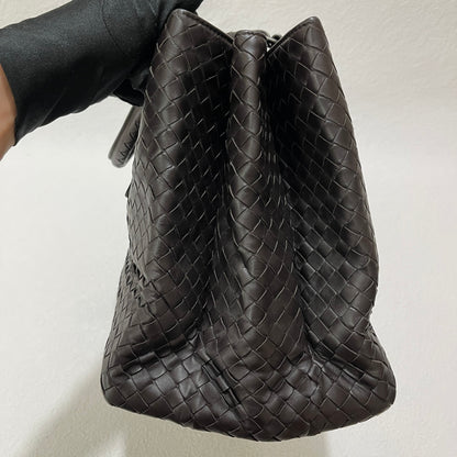 Bottega Veneta Roma Handbag Bag Intrecciato Nappa Leather Chocolate Brown Large 35cm