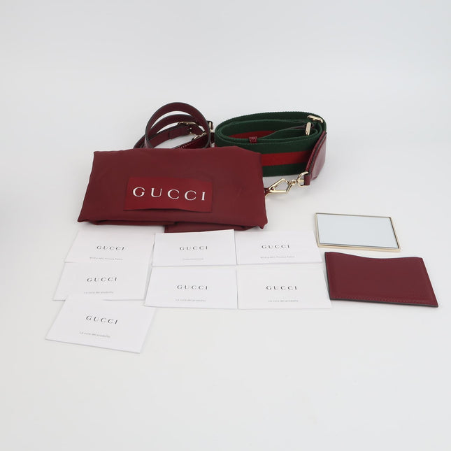 Gucci Bamboo 1947 Small Ancora Red Burgundy Patent Leather Top Handle Bag