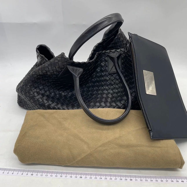 Bottega Veneta Cabat Large Intreccio Leather Tote Bag Black 40cm