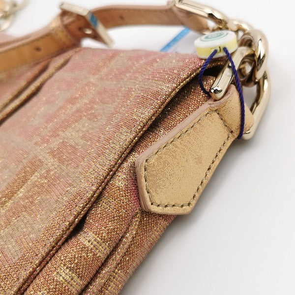 Sold Fendi Iridescent Pink Zucca Print with Crystal Buckle Shoulder Bag