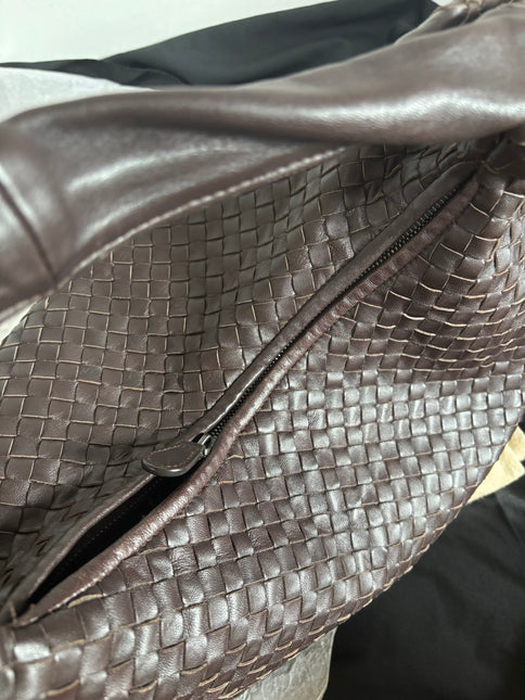 Bottega Veneta Belly Hobo Intreccio Leather Dark Chocolate Brown Large 55cm