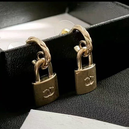 Chanel Padlock Gold-tone Earrings-Luxbags