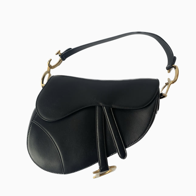 Dior saddle bag medium black calfskin smooth leather