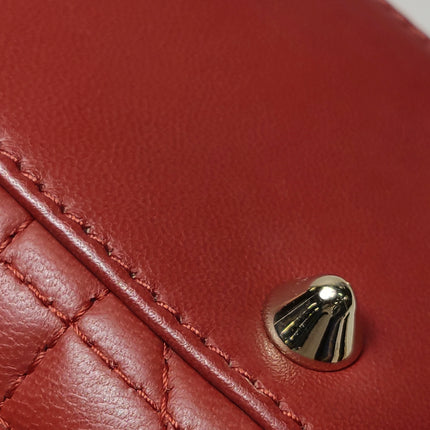 Lady Dior Small My Abcdior Red Lambskin Cannage Leather Gold Hardware