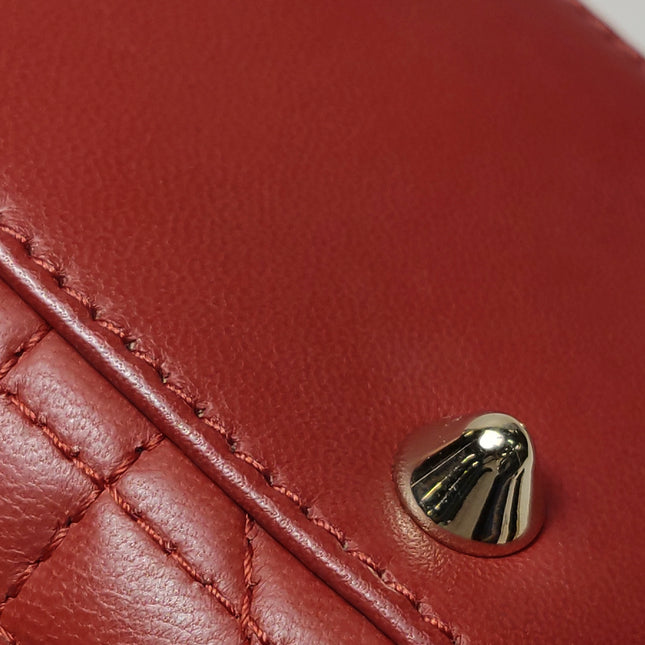 Lady Dior Small My Abcdior Red Lambskin Cannage Leather Gold Hardware