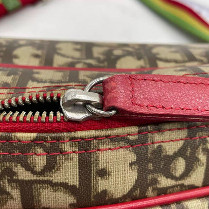 Dior No. 2 Rasta Trotter Camera Bag Beige Monogram Red Yellow Green Web Strap
