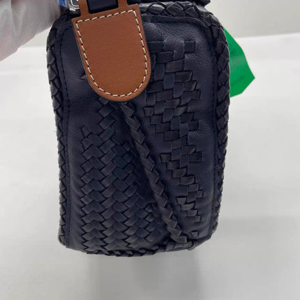 Loewe Braided Puzzle Small Woven Navy Leather Crossbody Bag
