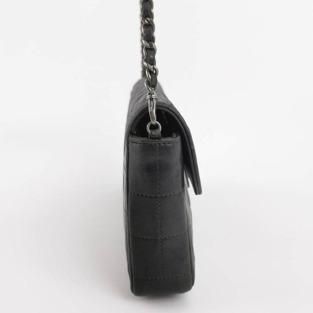 Chanel East West Chocolate Bar Black Leather Silver Hardware, 2000-2002