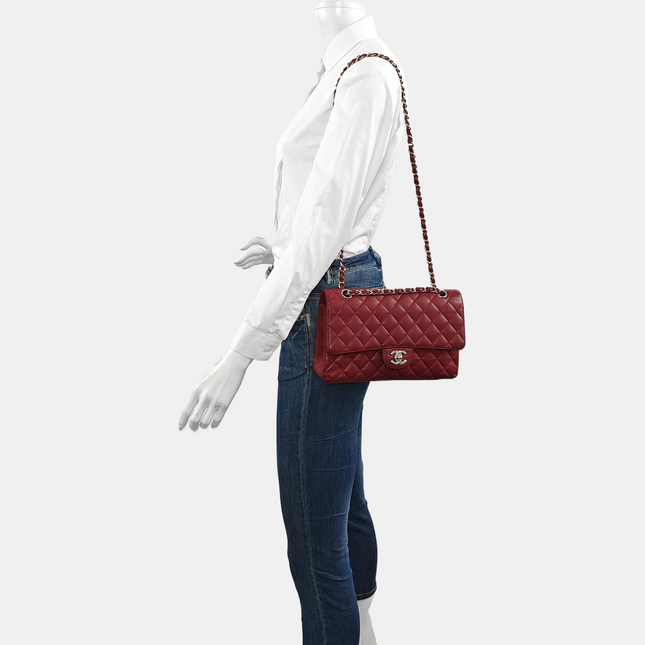 Chanel Classic Flap Medium 2008 Burgundy Caviar Leather Silver Hardware