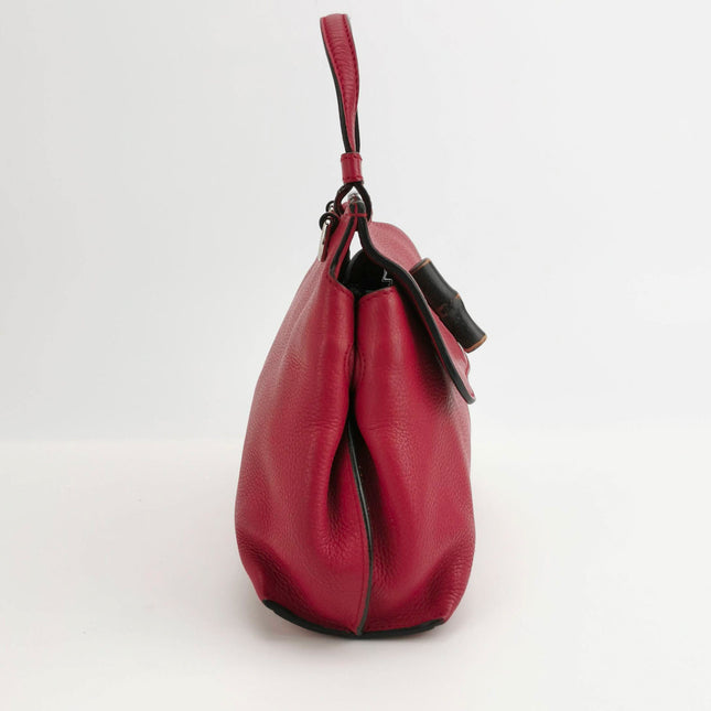 Sold Gucci Pink Leather Small Bamboo Daily Top Handle Bag