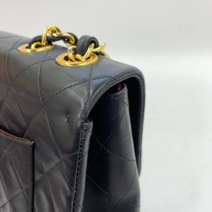 Chanel 1996 Vintage Classic Maxi Flap Black Lambskin Leather Giant CC 24 Gold Hardware