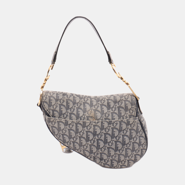 Dior Saddle Vintage Navy Oblique with Multicolor Silk Lining