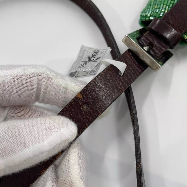 Fendi Mamma Baguette Zitronengelbe Perlen-Umhängetasche