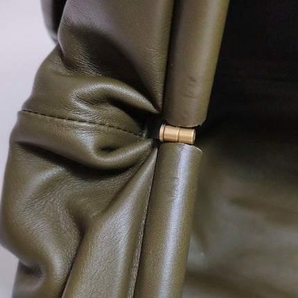 Bottega Veneta Pouch Calfskin Leather Dark Green Large