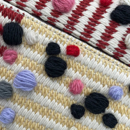 Loewe x Albers Puzzle Small Multicolor Woven Wool and Leather with Pompoms Crossbody Bag