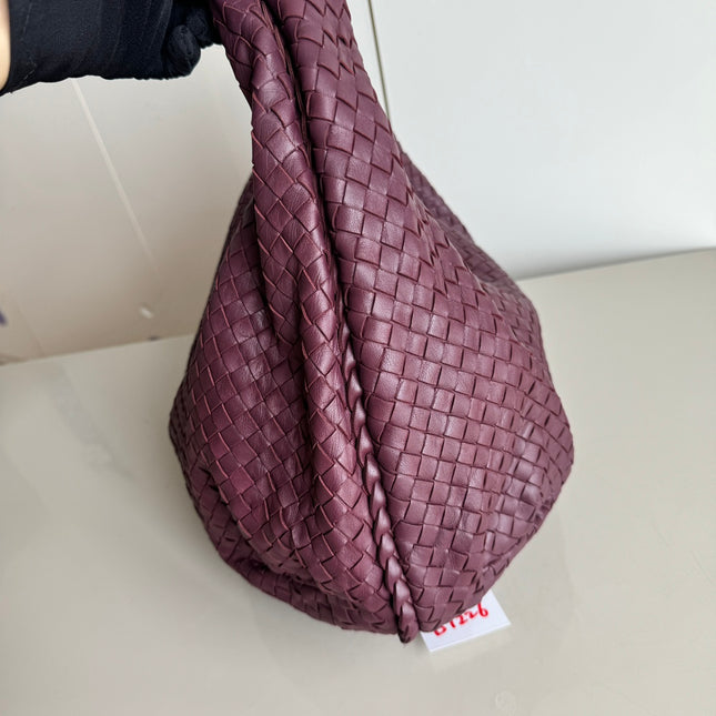 Sold Bottega Veneta Belly Hobo Intrecciato Burgundy Large 50cm