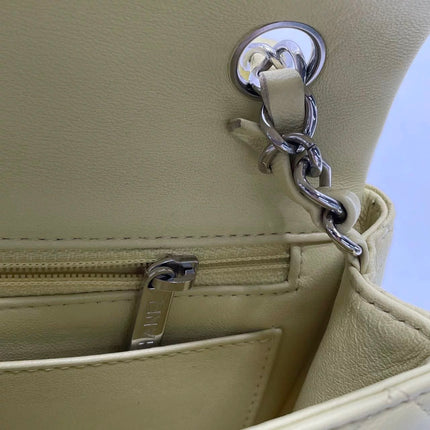 Chanel Classic Flap Rectangular Mini Yellow Lambskin Leather Silver Hardware Microchip