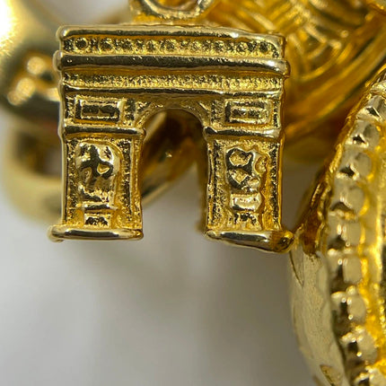 Celine 1990s Gold-tone Triomphe Planet Link Charm Bracelet