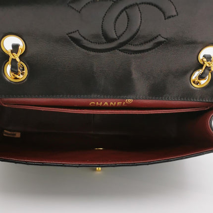 Chanel Classic Flap Vintage 1989 Black Lambskin Leather with 24k Gold Hardware