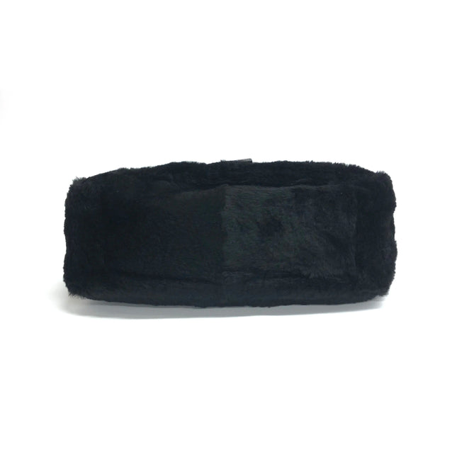 Fendi Mamma Baguette Black Faux Fur Shoulder Bag