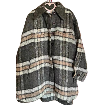 Chloé 2017 Fall/Winter Green Mohair Plaid Coat Oversized Fit Size S-Luxbags