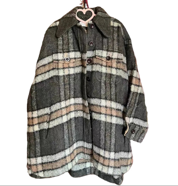 Chloé 2017 Fall/Winter Green Mohair Plaid Coat Oversized Fit Size S-Luxbags