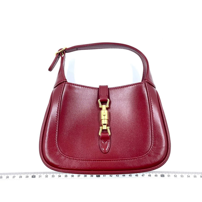 Gucci Jackie 1961 Mini Red Burgundy Leather Bag No Strap-Luxbags