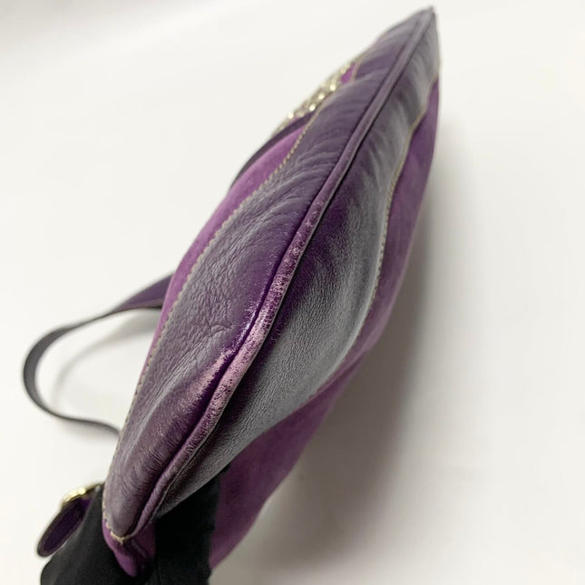 Gucci Jackie Vintage Large Purple Suede Leather Ringlets Decoration