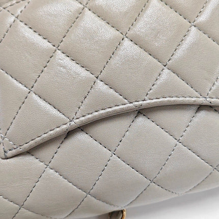 Chanel Classic Flap Rectangular Mini Grey Lambskin Leather Gold Hardware Microchip
