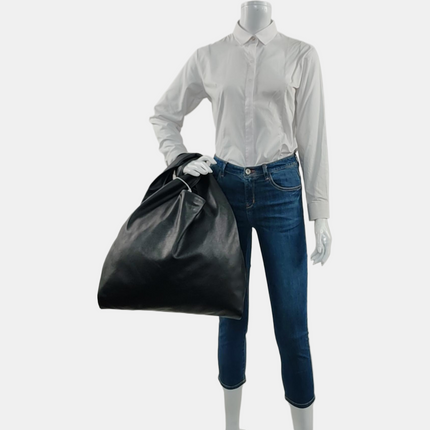 Louis Vuitton Atlantis Large Black Monogram Leather Bucket Bag with Pouch