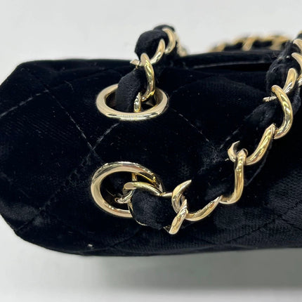 Chanel Classic Flap Medium Black Velvet Gold Hardware, 2014-2015