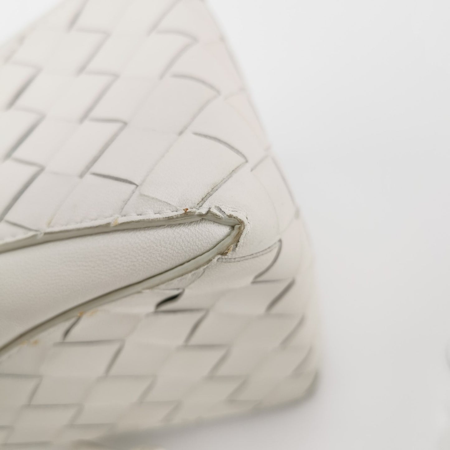 Bottega Veneta White Intrecciato The Mini Knot Shoulder Bag