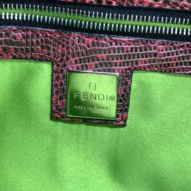 Fendi Baguette Purple Lizard Skin Leather Handbag