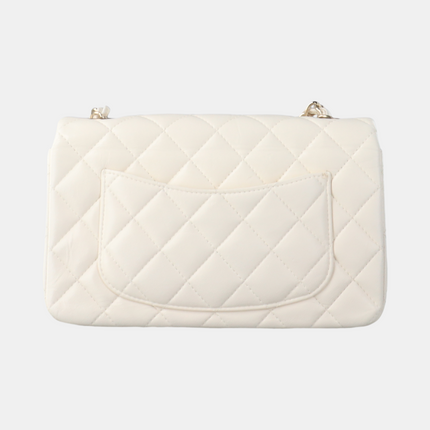 Sold Chanel Classic Flap Rectangular Mini White Lambskin Silver Hardware, 2017