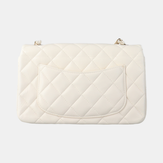 Sold Chanel Classic Flap Rectangular Mini White Lambskin Silver Hardware, 2017