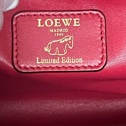 Loewe Amazona 36 Medium Red Leather Horse Lock Gold-tone Hardware