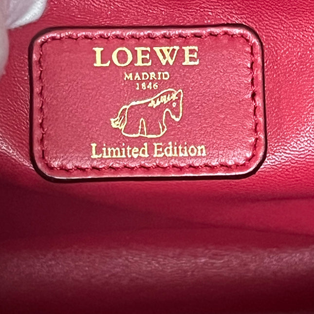 Loewe Amazona 36 Medium Red Leather Horse Lock Gold-tone Hardware