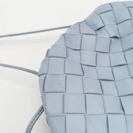 Bottega Veneta Pouch Mini Intrecciato Blue Lambskin Leather Crossbody Bag