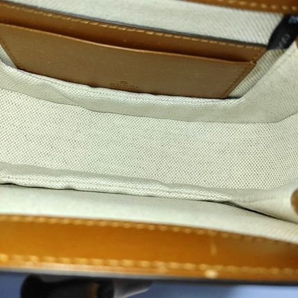 Gucci Bamboo 1947 Mini Brown Leather and Canvas with Glitter Crossbody Bag
