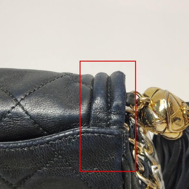 Chanel Vintage Mini CC Tassel Flap Bag Black Lambskin Matelasse Chain