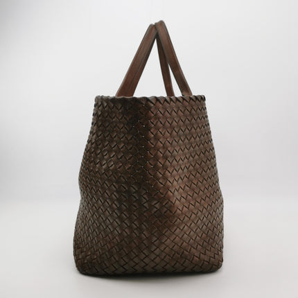 Bottega Veneta Cabat Tote Intreccio Leather Dark Chocolate Brown 44cm
