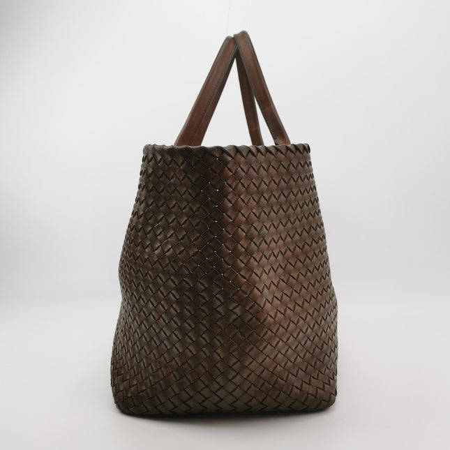 Bottega Veneta Cabat Tote Intreccio Leather Dark Chocolate Brown 44cm