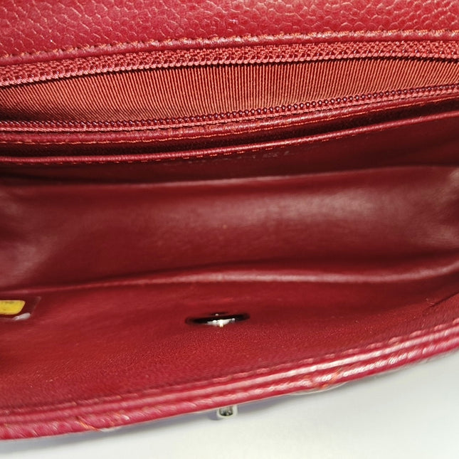 Chanel Classic Flap Rectangular Mini Red Caviar Leather Silver Hardware