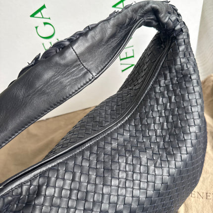 Bottega Veneta Hobo Maxi Midnight Navy Black leather Tiny Fringes 50cm