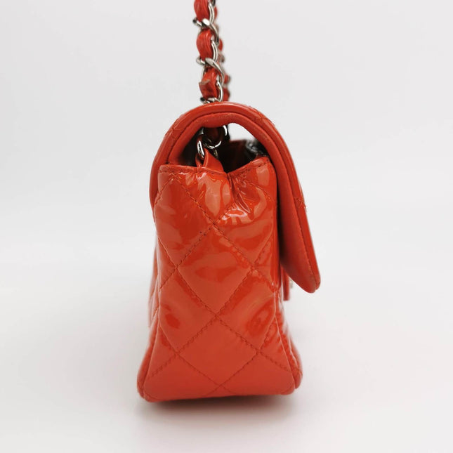 Sold Chanel Classic Flap Square 2014 Orange Patent Leather Bag