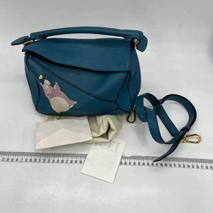 Loewe x Spirited Away Studio Ghibli Collection Puzzle Small Blue Crossbody Bag
