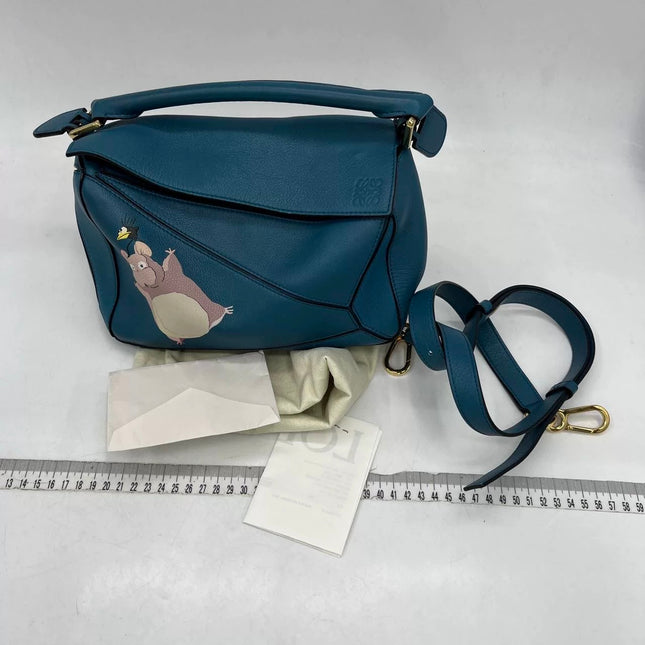 Loewe x Spirited Away Studio Ghibli Collection Puzzle Small Blue Crossbody Bag