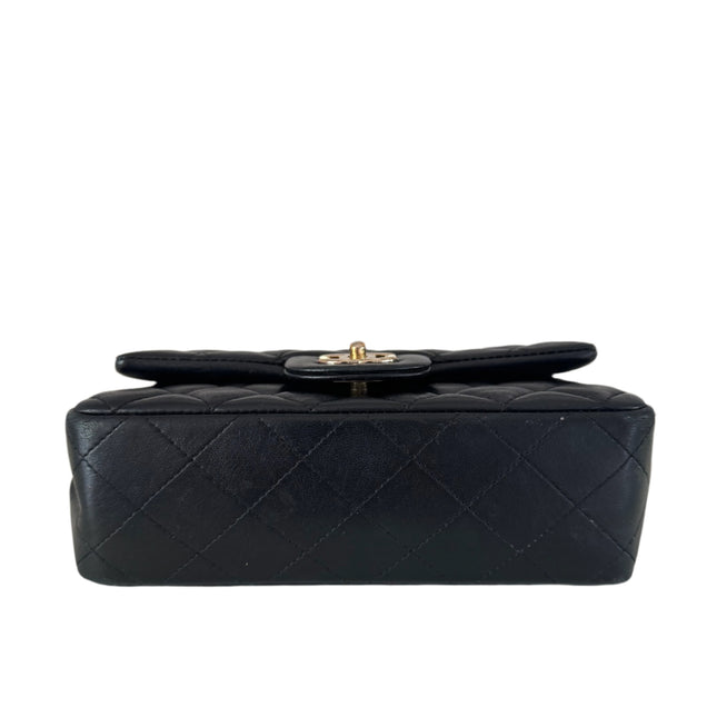 Chanel Classic Flap Rectangular Mini Black Lambskin Leather Gold Hardware
