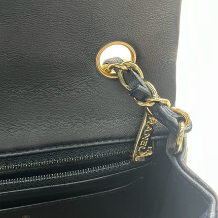 Chanel Classic Flap Mini Rectangular Navy Lambskin Leather Gold Hardware, 2020